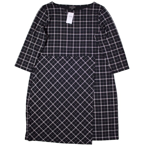 NWT $119 J. Jill Wearever Collection Faux Wrap Dress Black Plaid Women Size LP - Picture 3 of 15